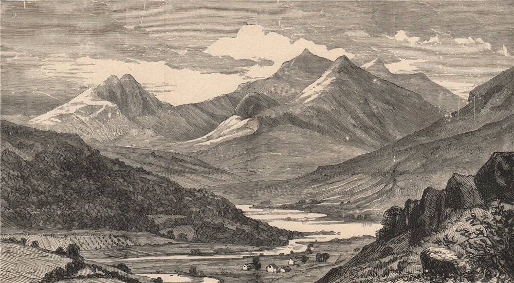 SNOWDON, FROM CAPEL CURIG. North Wales. WARD LOCK 1893 old antique print